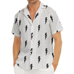 White And Black Lightning Pattern Print Men's Deep V-Neck Shirt