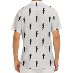 White And Black Lightning Pattern Print Men's Deep V-Neck Shirt