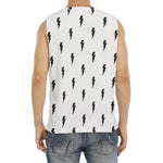 White And Black Lightning Pattern Print Men's Fitness Tank Top