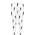 White And Black Lightning Pattern Print Men's Leggings