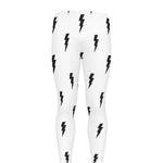 White And Black Lightning Pattern Print Men's leggings