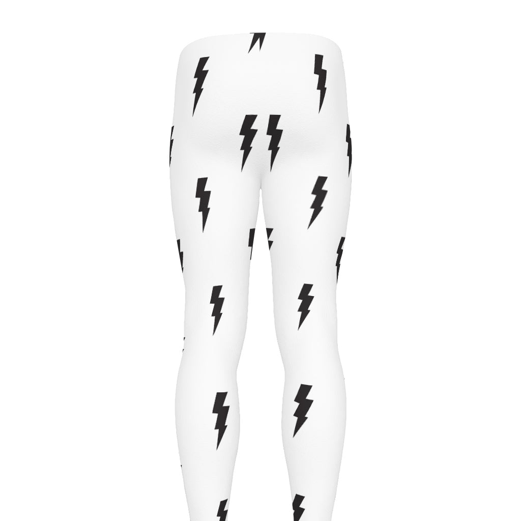 White And Black Lightning Pattern Print Men's leggings