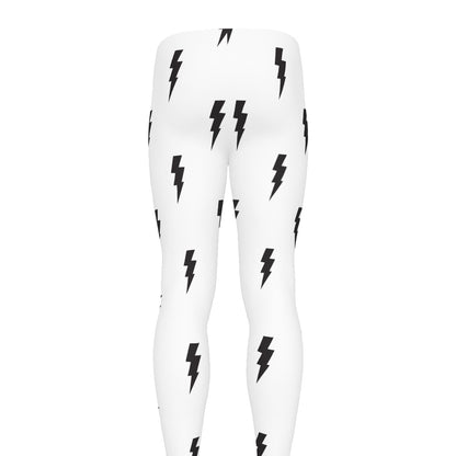 White And Black Lightning Pattern Print Men's leggings