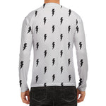 White And Black Lightning Pattern Print Men's Long Sleeve Rash Guard
