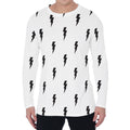 White And Black Lightning Pattern Print Men's Long Sleeve T-Shirt
