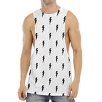 White And Black Lightning Pattern Print Men's Muscle Tank Top