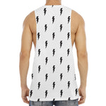 White And Black Lightning Pattern Print Men's Muscle Tank Top
