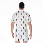 White And Black Lightning Pattern Print Men's Rompers