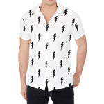 White And Black Lightning Pattern Print Men's Shirt