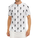 White And Black Lightning Pattern Print Men's Short Sleeve Rash Guard
