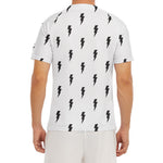 White And Black Lightning Pattern Print Men's Short Sleeve Rash Guard