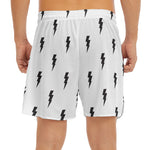 White And Black Lightning Pattern Print Men's Split Running Shorts