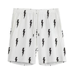White And Black Lightning Pattern Print Men's Sports Shorts