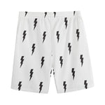 White And Black Lightning Pattern Print Men's Sports Shorts