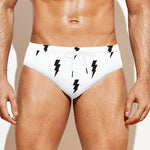 White And Black Lightning Pattern Print Men's Swim Briefs