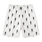 White And Black Lightning Pattern Print Men's Swim Trunks