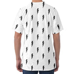 White And Black Lightning Pattern Print Men's Velvet T-Shirt