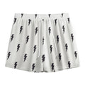White And Black Lightning Pattern Print Mesh Shorts