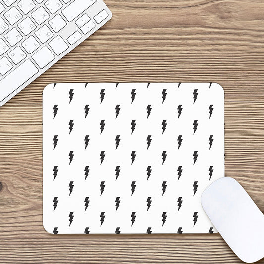 White And Black Lightning Pattern Print Mouse Pad