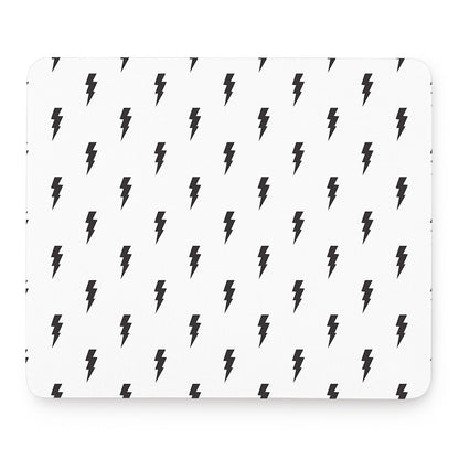White And Black Lightning Pattern Print Mouse Pad