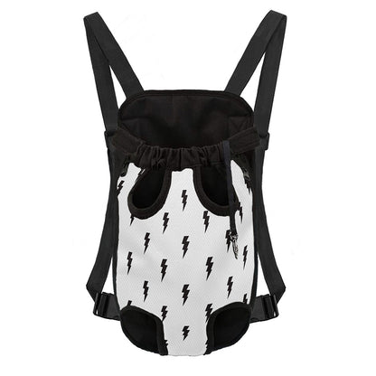 White And Black Lightning Pattern Print Pet Carrier Backpack