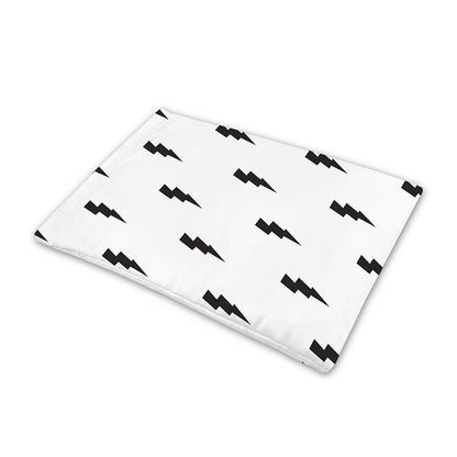 White And Black Lightning Pattern Print Pet Cooling Mat Cover