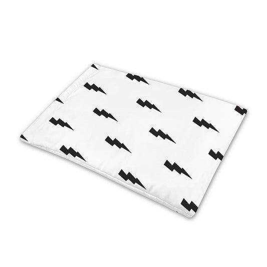 White And Black Lightning Pattern Print Pet Cooling Mat Cover