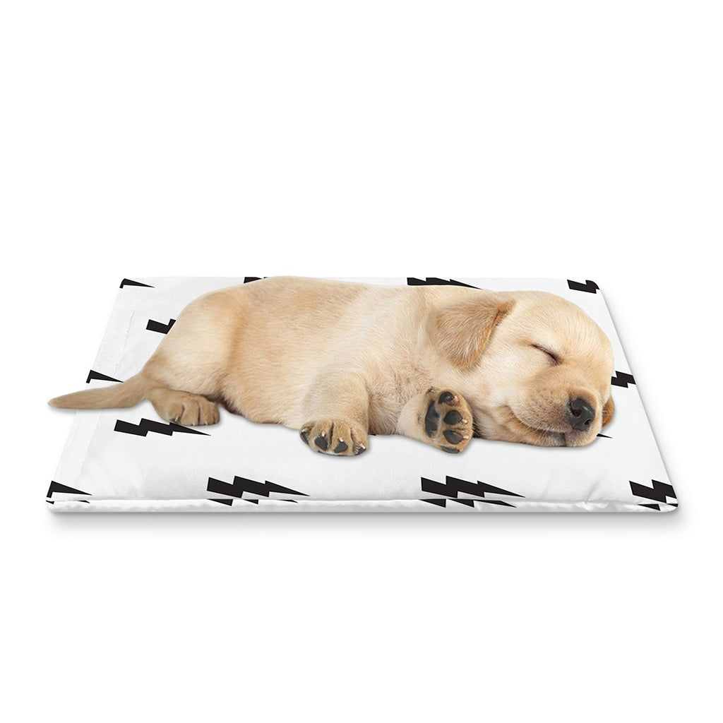 White And Black Lightning Pattern Print Pet Cooling Mat Cover