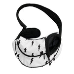 White And Black Lightning Pattern Print Pet Sling Carrier