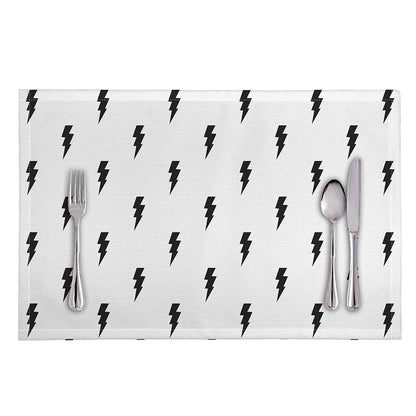 White And Black Lightning Pattern Print Placemat
