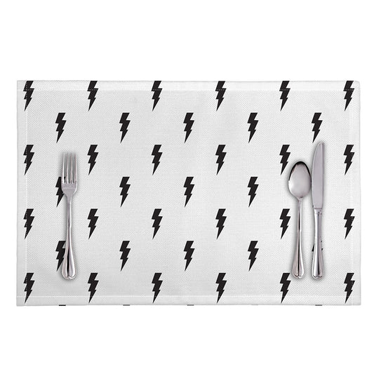 White And Black Lightning Pattern Print Placemat