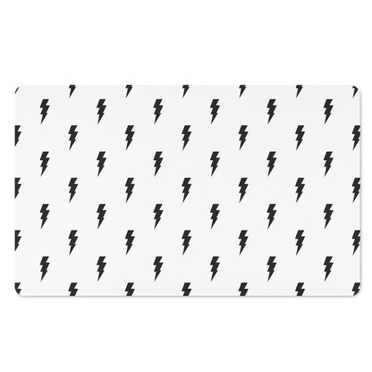White And Black Lightning Pattern Print Polyester Doormat