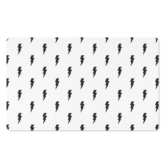 White And Black Lightning Pattern Print Polyester Doormat