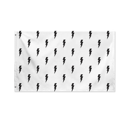 White And Black Lightning Pattern Print Polyester Flag
