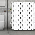 White And Black Lightning Pattern Print Polyester Shower Curtain