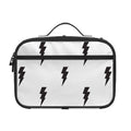 White And Black Lightning Pattern Print Portable Lunch Bag