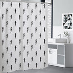 White And Black Lightning Pattern Print Premium Shower Curtain