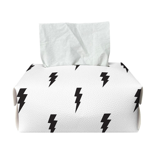 White And Black Lightning Pattern Print Rectangle Tissue Box Cover
