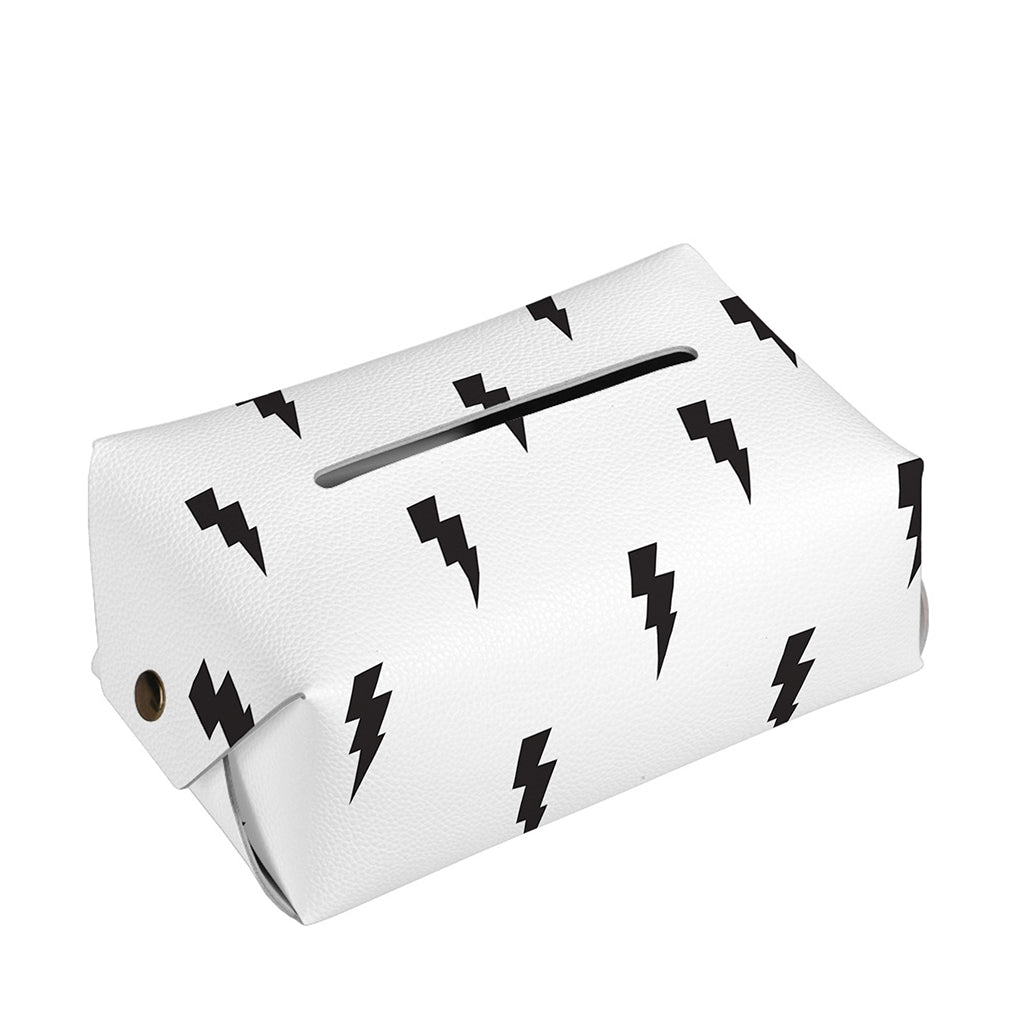 White And Black Lightning Pattern Print Rectangle Tissue Box Cover