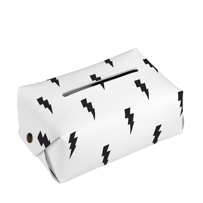 White And Black Lightning Pattern Print Rectangle Tissue Box Cover