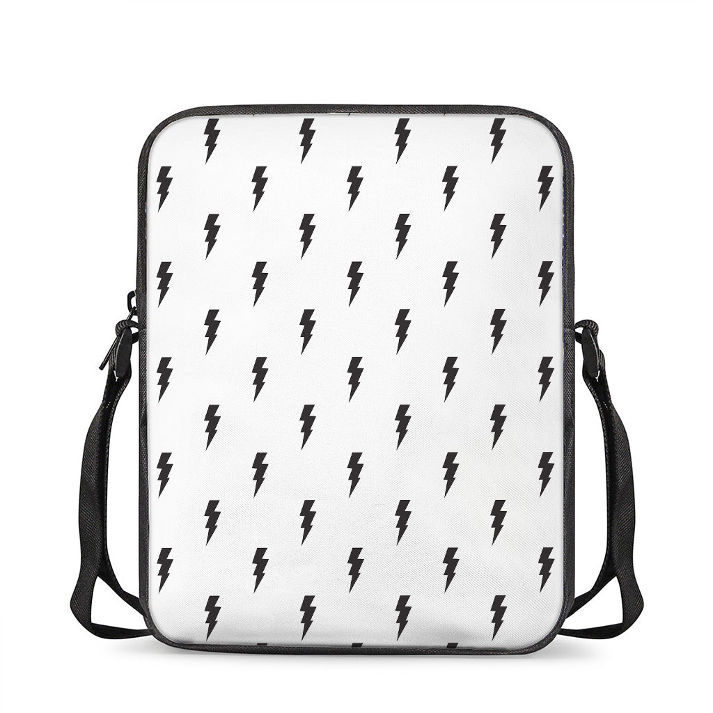 White And Black Lightning Pattern Print Rectangular Crossbody Bag