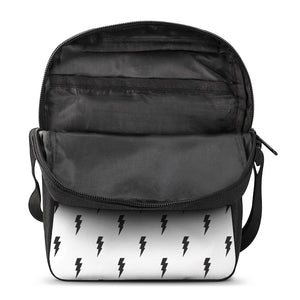 White And Black Lightning Pattern Print Rectangular Crossbody Bag