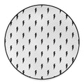 White And Black Lightning Pattern Print Round Floor Mat