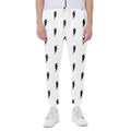 White And Black Lightning Pattern Print Joggers
