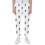 White And Black Lightning Pattern Print Scuba Joggers