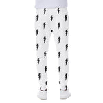 White And Black Lightning Pattern Print Scuba Joggers