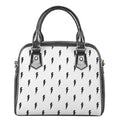 White And Black Lightning Pattern Print Shoulder Handbag