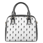 White And Black Lightning Pattern Print Shoulder Handbag