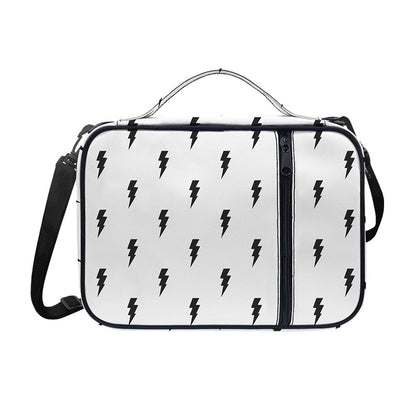 White And Black Lightning Pattern Print Shoulder Strap Bible Bag