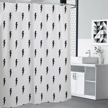 White And Black Lightning Pattern Print Shower Curtain